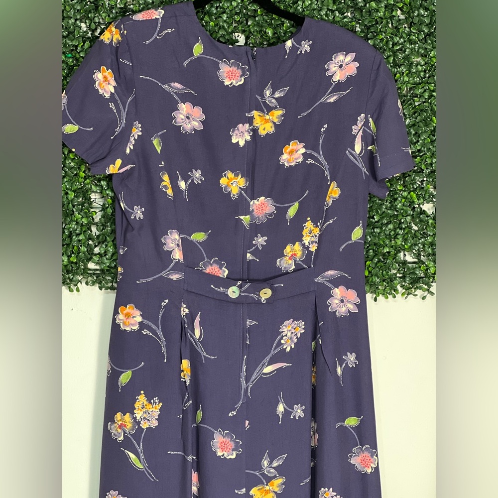 Talbots Vintage Floral Blue Maxi Cottagecore Dress Size 14 - Picture 5 of 12